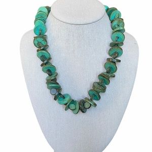 Chunky Wood Bead Green Necklace